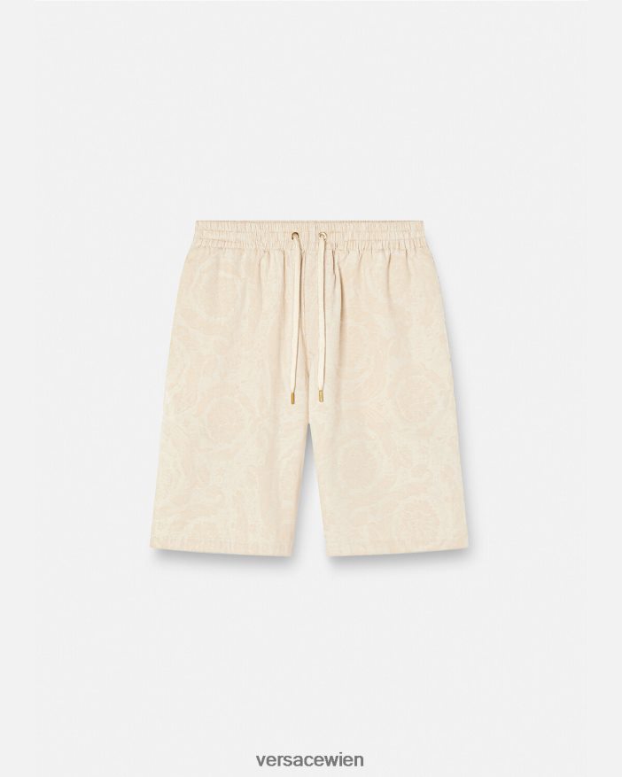 Beige Chambray-Shorts mit Barocco-Silhouette Versace Männer Kleidung 8N4XJD1441