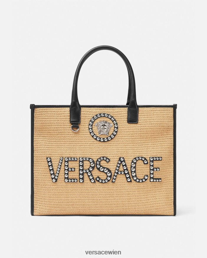 Beige Große La Medusa-Einkaufstasche mit Nieten Versace Frauen Taschen 8N4XJD301