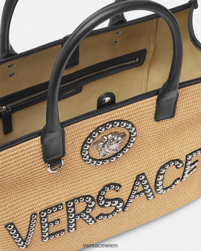 Beige Große La Medusa-Einkaufstasche mit Nieten Versace Frauen Taschen 8N4XJD301