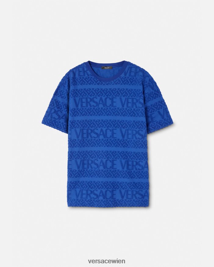 Blau Allover-T-Shirt aus Frottee Versace Männer Kleidung 8N4XJD1407