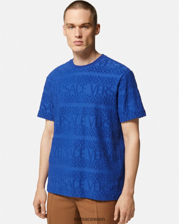 Blau Allover-T-Shirt aus Frottee Versace Männer Kleidung 8N4XJD1407