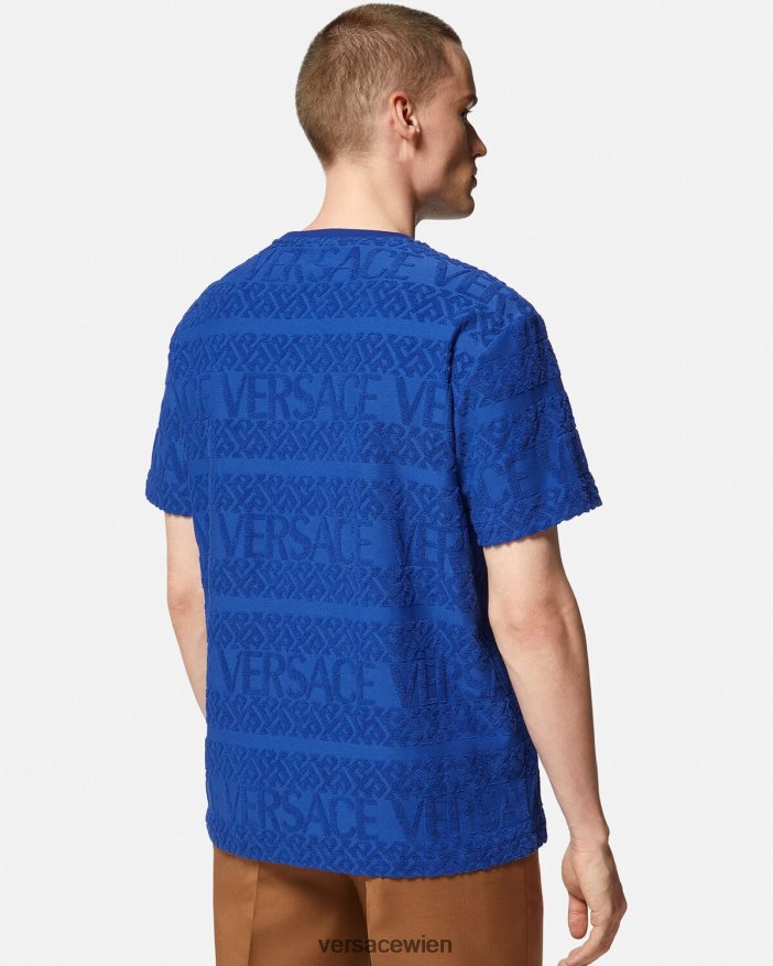 Blau Allover-T-Shirt aus Frottee Versace Männer Kleidung 8N4XJD1407