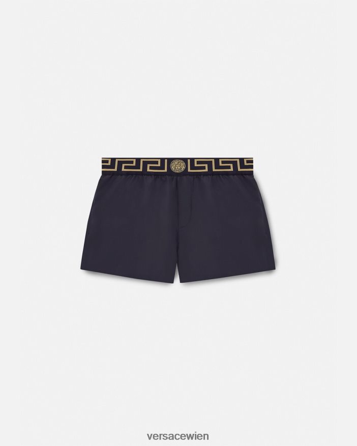 Blau Badeshorts mit Greca-Bordüre Versace Männer Unterwäsche und Strandbekleidung 8N4XJD1809