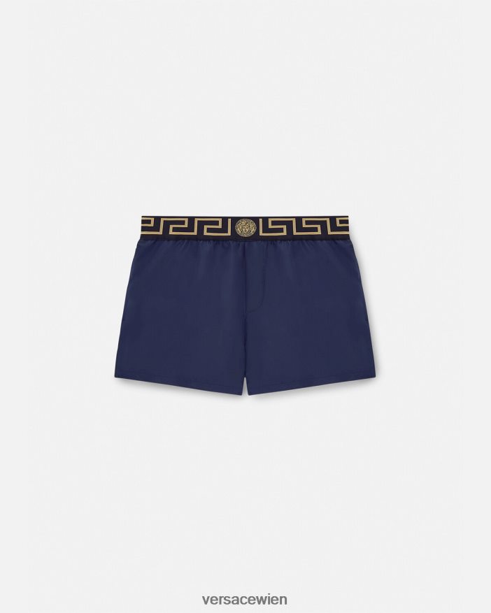 Blau Badeshorts mit Greca-Bordüre Versace Männer Unterwäsche und Strandbekleidung 8N4XJD1814