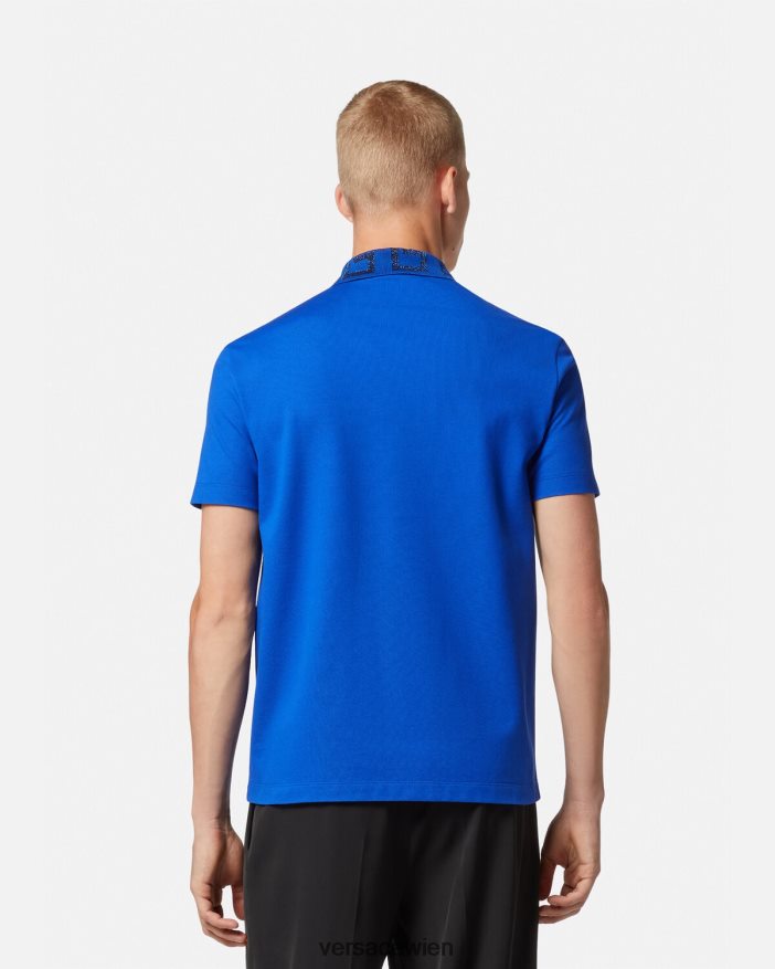 Blau Greca-Kurzarm-Poloshirt Versace Männer Kleidung 8N4XJD1386