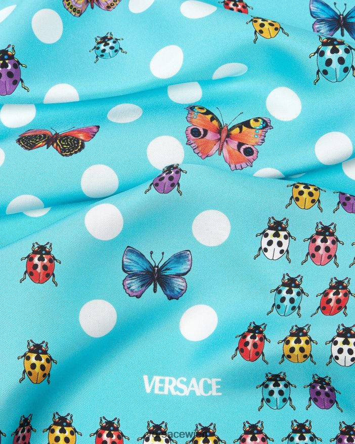 Blau Großes Seidenfoulard mit Schmetterlingen Versace Frauen Zubehör 8N4XJD891