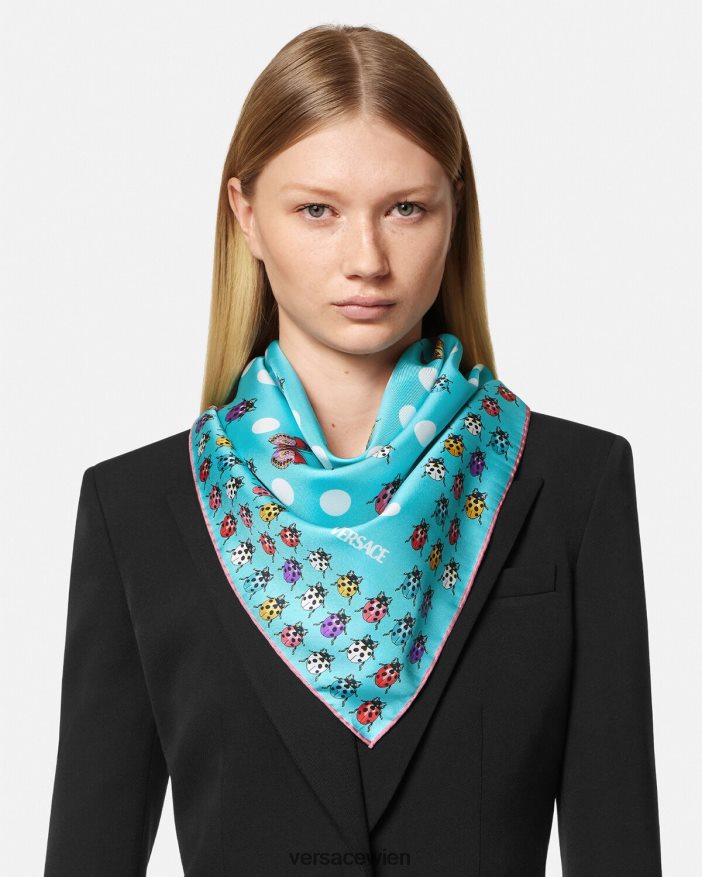 Blau Großes Seidenfoulard mit Schmetterlingen Versace Frauen Zubehör 8N4XJD891