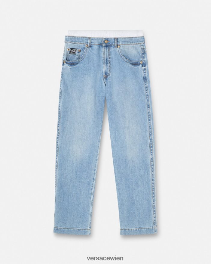 Blau Jeans mit Logo-Bund Versace Männer Kleidung 8N4XJD2420