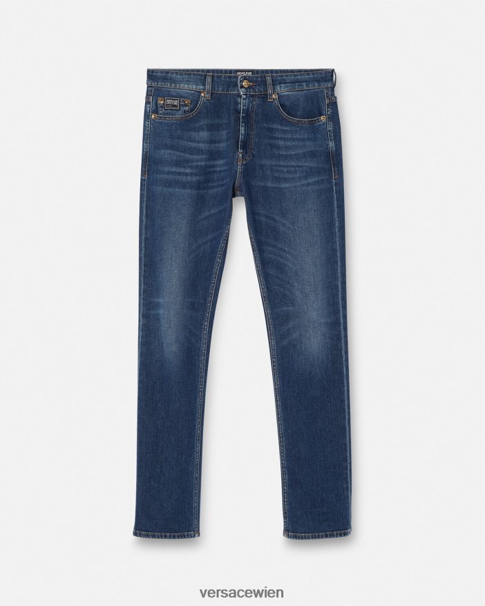 Blau Jeans mit V-Emblem Versace Männer Kleidung 8N4XJD2383