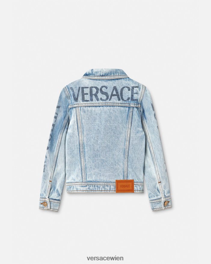 Blau Jeansjacke mit Logo Versace Kinder Kleidung 8N4XJD2131