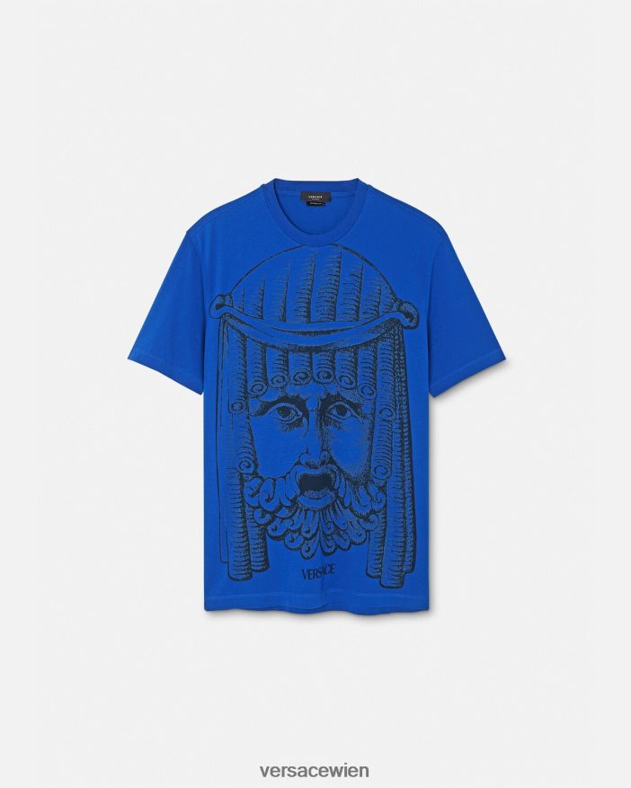 Blau La Maschera-T-Shirt Versace Männer Kleidung 8N4XJD1383