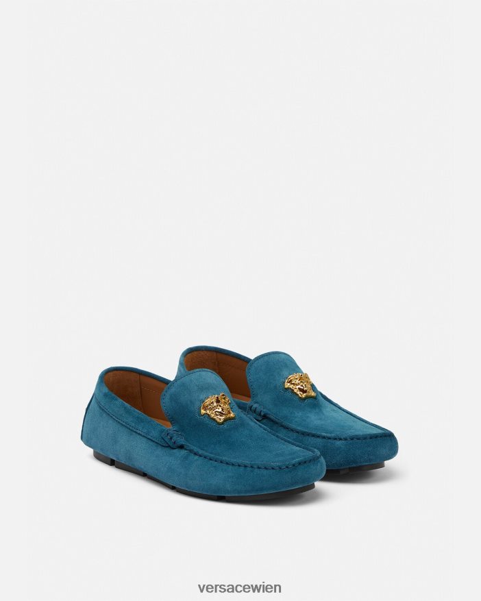 Blau La Medusa-Fahrerschuhe aus Wildleder Versace Männer Schuh 8N4XJD1600