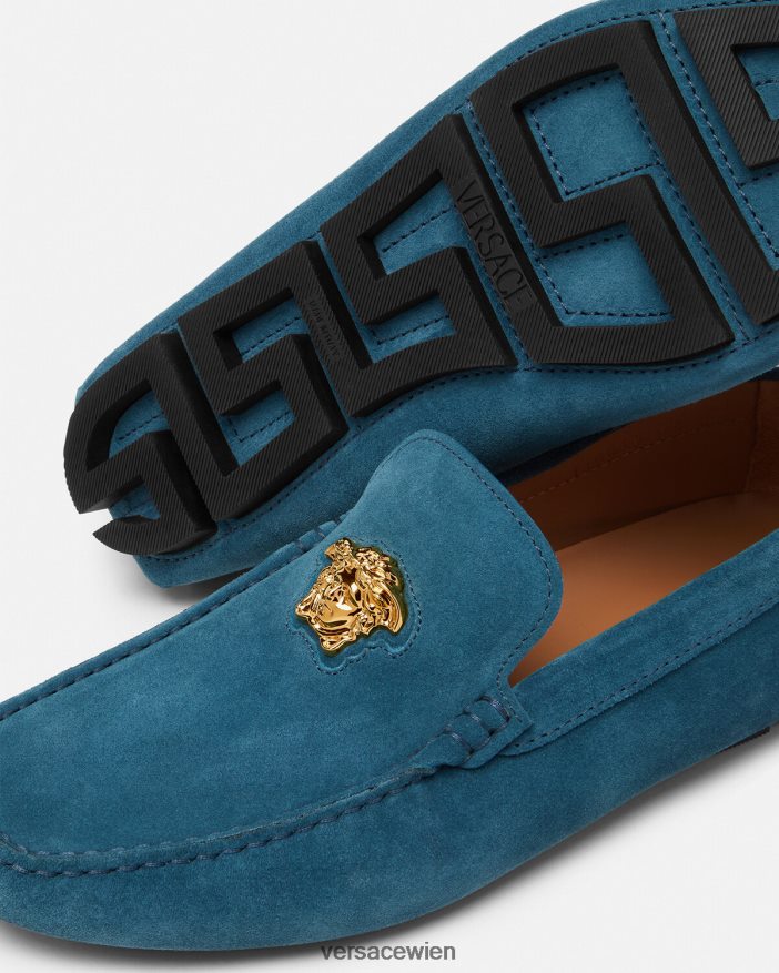 Blau La Medusa-Fahrerschuhe aus Wildleder Versace Männer Schuh 8N4XJD1600