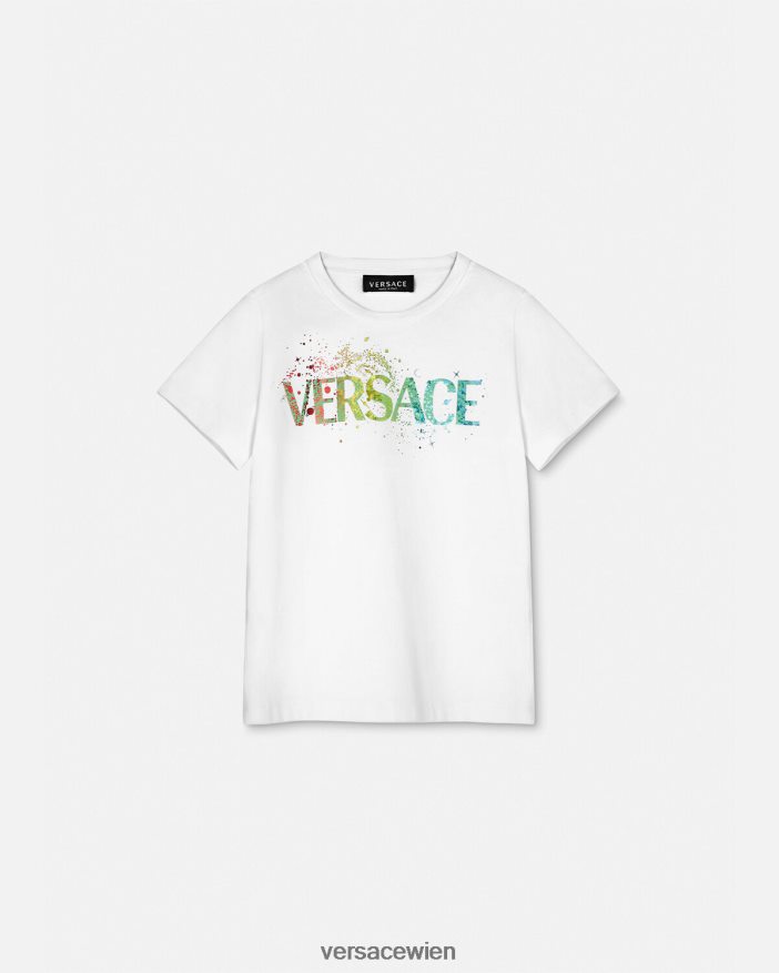 Blau Logo-T-Shirt Versace Kinder Kleidung 8N4XJD2094