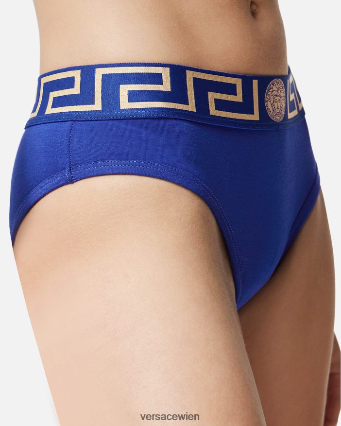 Blau Slip mit Greca-Bordüre Versace Frauen Unterwäsche und Strandbekleidung 8N4XJD1061