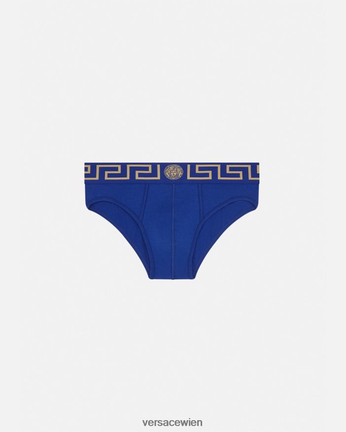 Blau Slip mit Greca-Bordüre Versace Männer Unterwäsche und Strandbekleidung 8N4XJD1787