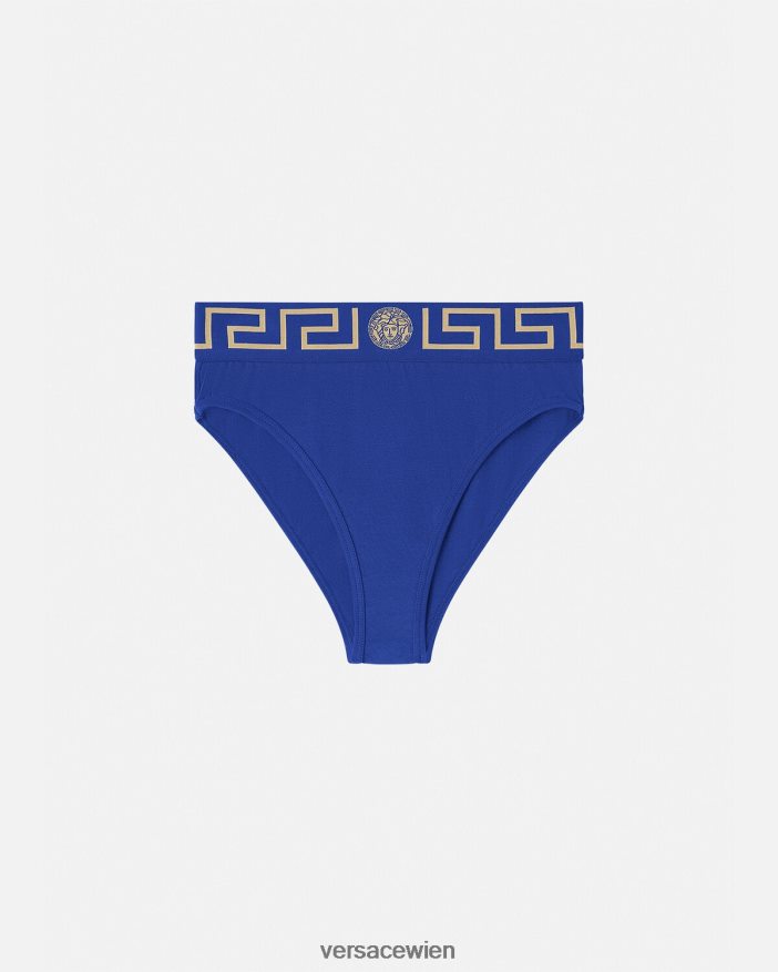 Blau Slip mit hohem Beinausschnitt und Greca-Bordüre Versace Frauen Unterwäsche und Strandbekleidung 8N4XJD1058