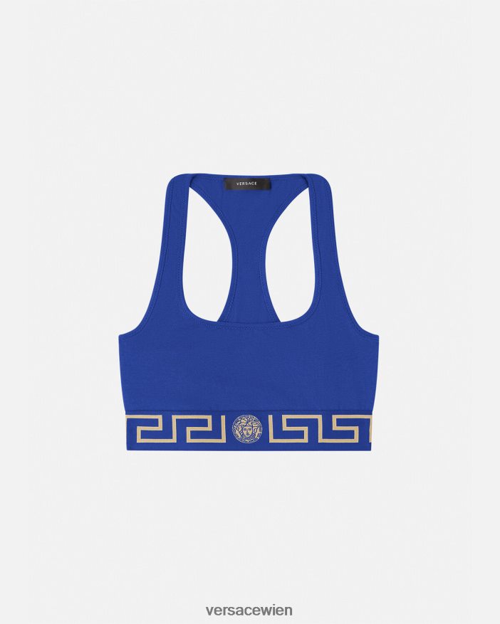 Blau Sport-BH mit Greca-Bordüre Versace Frauen Unterwäsche und Strandbekleidung 8N4XJD1040