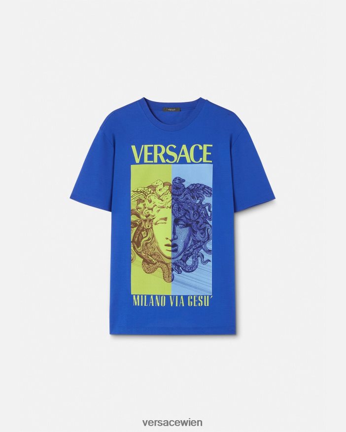 Blau T-Shirt mit Medusa-Grafik Versace Männer Kleidung 8N4XJD1411