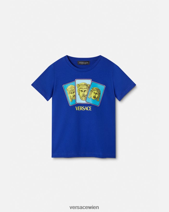 Blau T-Shirt „Le Maschere“ Versace Kinder Kleidung 8N4XJD2121