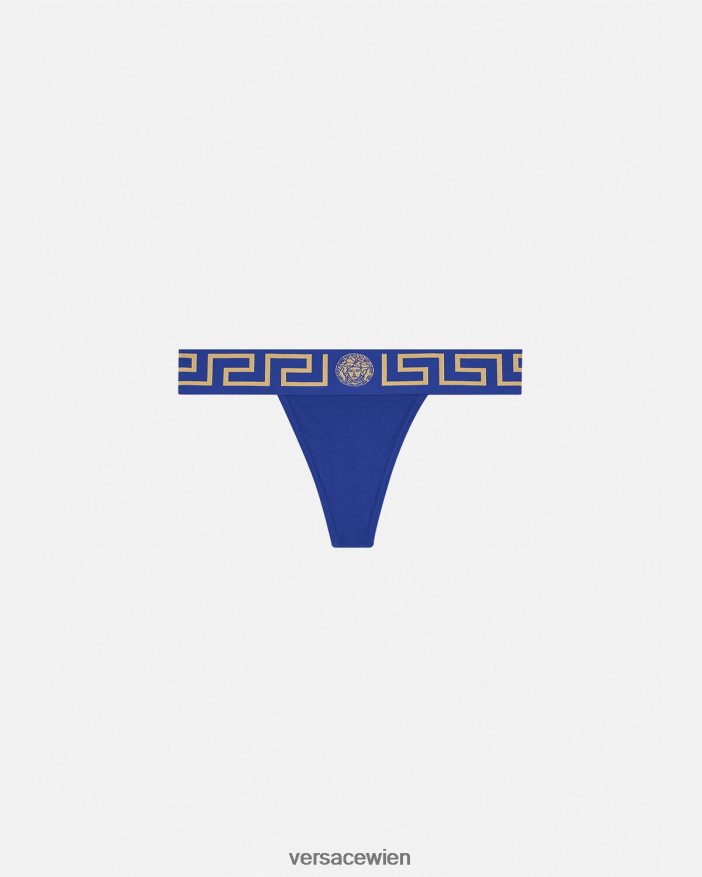 Blau Tanga mit Greca-Bordüre Versace Frauen Unterwäsche und Strandbekleidung 8N4XJD1053