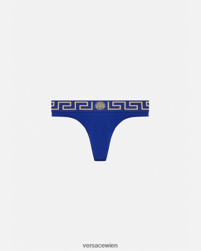 Blau Tanga mit Greca-Bordüre Versace Männer Unterwäsche und Strandbekleidung 8N4XJD1773