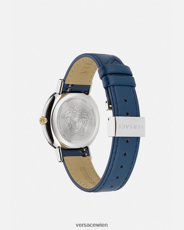 Blau Uhr im Greca-Chic Versace Frauen Zubehör 8N4XJD961