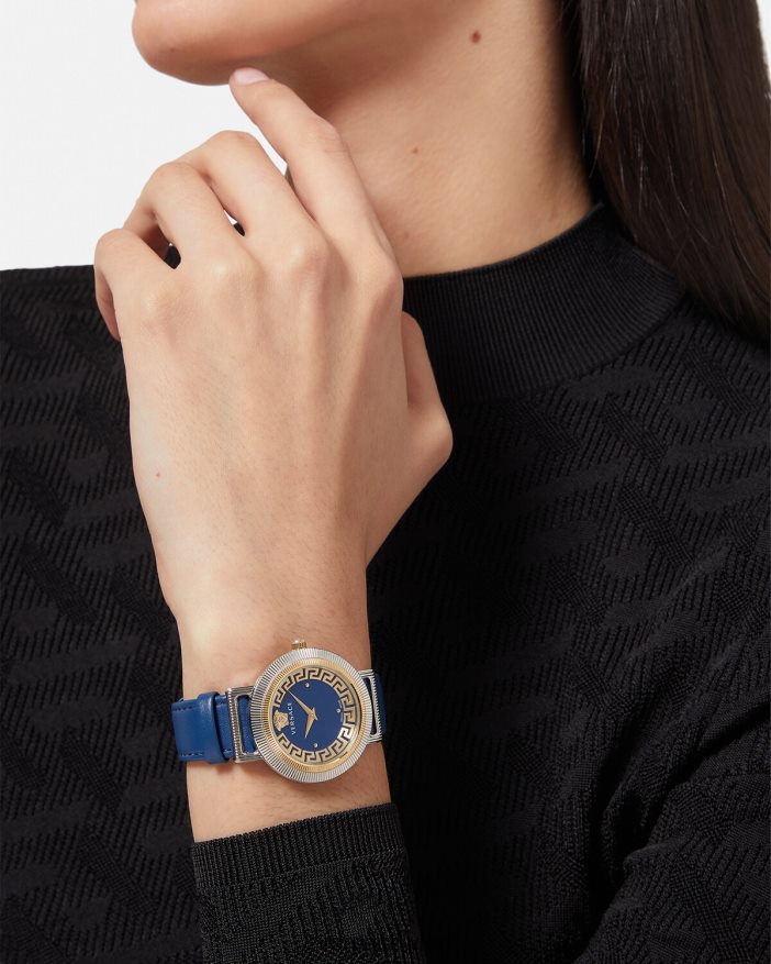 Blau Uhr im Greca-Chic Versace Frauen Zubehör 8N4XJD961