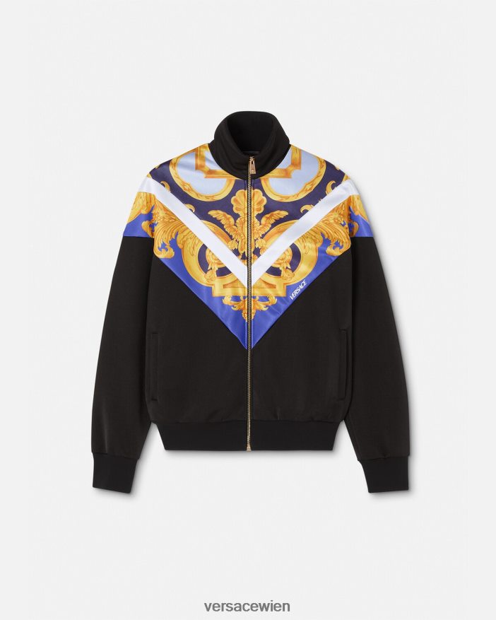 Blau und Gold Barocco 660-Sweatshirt mit Reißverschluss Versace Männer Kleidung 8N4XJD1417