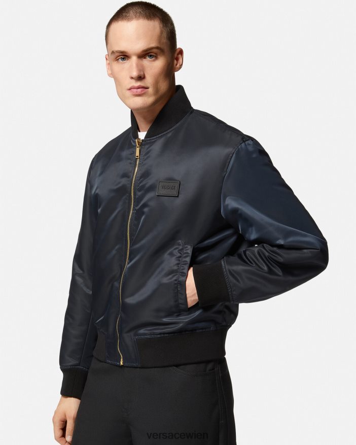 Blau und Gold Wende-Bomberjacke im Barocco 660-Stil Versace Männer Kleidung 8N4XJD1240