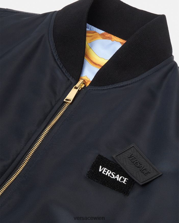 Blau und Gold Wende-Bomberjacke im Barocco 660-Stil Versace Männer Kleidung 8N4XJD1240