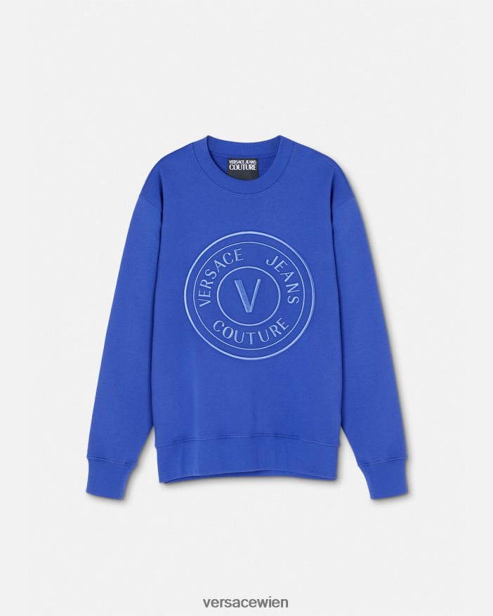 Bluette Sweatshirt mit aufgesticktem V-Emblem Versace Männer Kleidung 8N4XJD2413