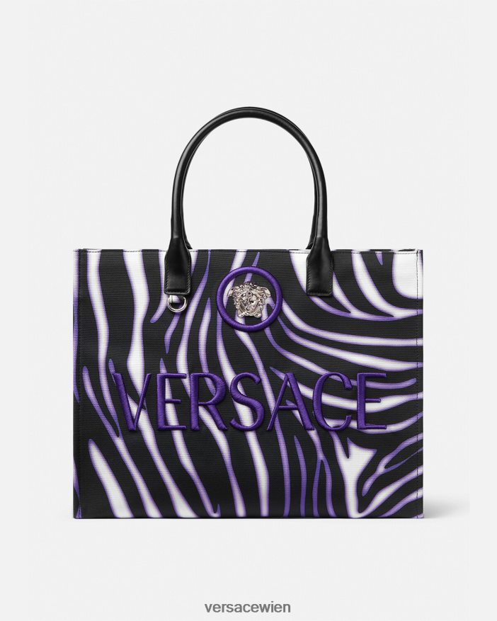 Druck  Violett Große Einkaufstasche mit Zebramuster Versace Frauen Taschen 8N4XJD349