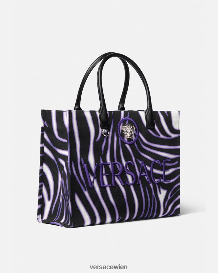 Druck  Violett Große Einkaufstasche mit Zebramuster Versace Frauen Taschen 8N4XJD349