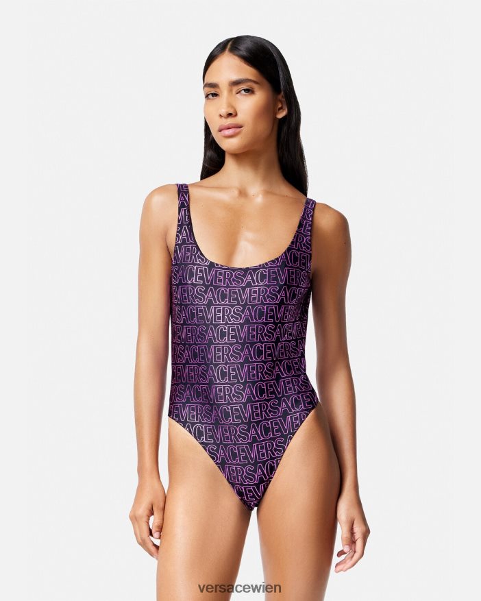 Fuchsia  Druck Allover-Badeanzug Versace Frauen Unterwäsche und Strandbekleidung 8N4XJD1169