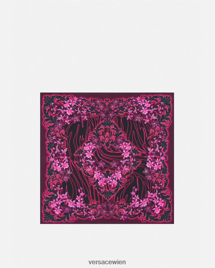 Fuchsia  Druck Orchideen-Barocco-Seidenfoulard Versace Frauen Zubehör 8N4XJD920