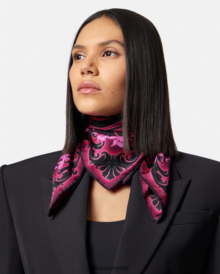 Fuchsia  Druck Orchideen-Barocco-Seidenfoulard Versace Frauen Zubehör 8N4XJD920