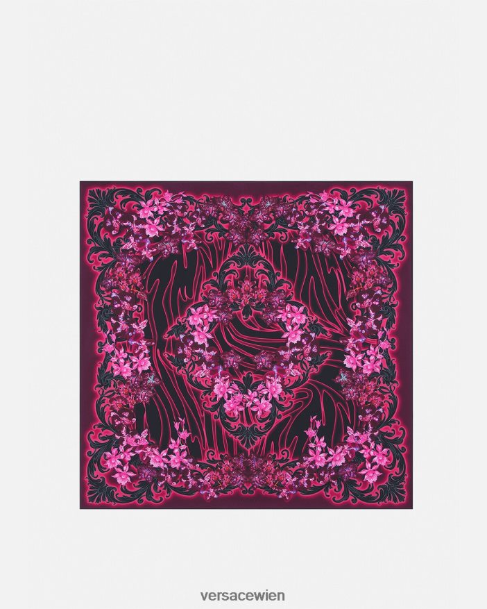 Fuchsia  Druck Orchideen-Barocco-großes Seidenfoulard Versace Frauen Zubehör 8N4XJD918