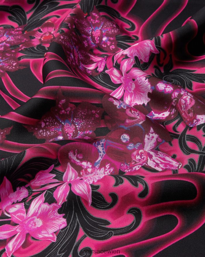 Fuchsia  Druck Orchideen-Barocco-großes Seidenfoulard Versace Frauen Zubehör 8N4XJD918