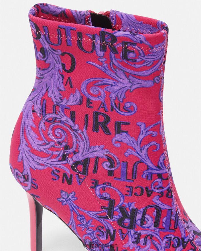 Fuchsia  Druck Scarlett-Logo-Couture-Stiefel Versace Frauen Schuh 8N4XJD2305