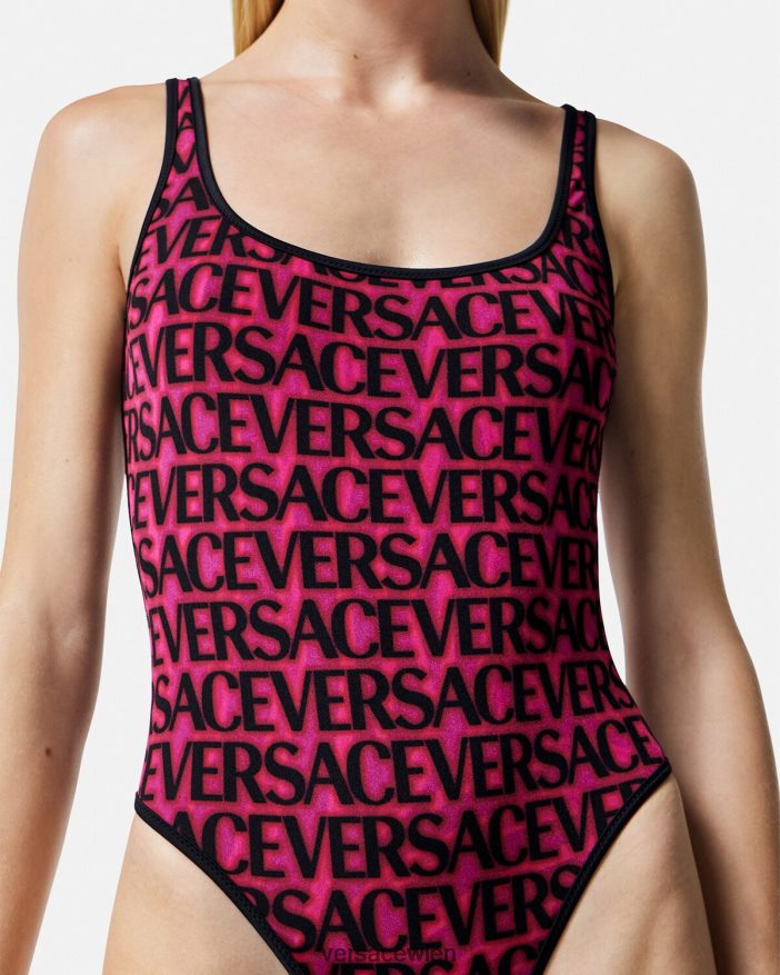 Fuchsia  Druck wendbarer Allover-Badeanzug Versace Frauen Unterwäsche und Strandbekleidung 8N4XJD1170