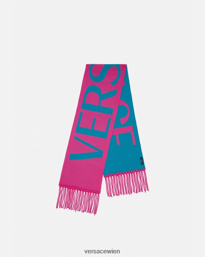 Fuchsia und Blau Schal aus Jacquard-Strick mit Logo Versace Frauen Zubehör 8N4XJD934