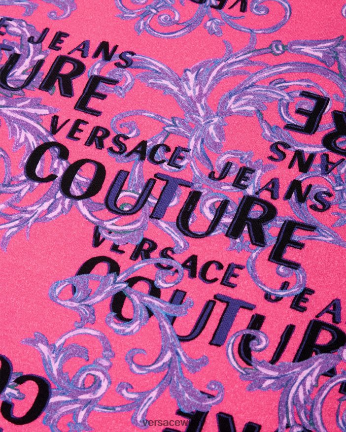 Fuchsie Couture-T-Shirt mit Logo Versace Frauen Kleidung 8N4XJD2221