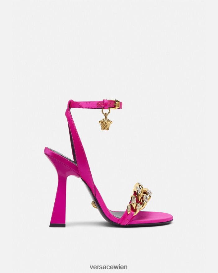 Fuchsie Sandaletten mit Medusa-Kette und hohem Absatz Versace Frauen Schuh 8N4XJD462