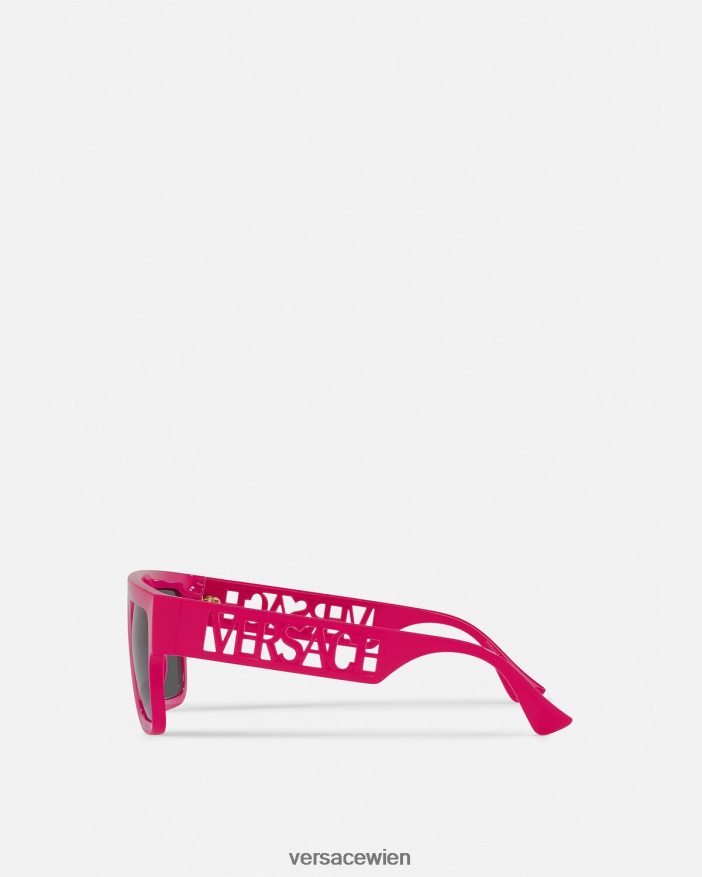 Fuchsie Sonnenbrille mit Logo im Vintage-Stil der 90er Jahre Versace Frauen Zubehör 8N4XJD690