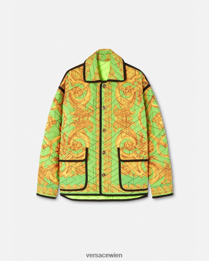 Gold  Grün Gesteppte Blousonjacke im Barocco 660-Stil Versace Männer Kleidung 8N4XJD1242