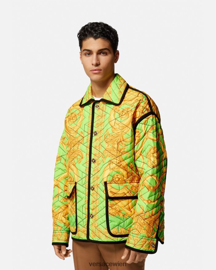 Gold  Grün Gesteppte Blousonjacke im Barocco 660-Stil Versace Männer Kleidung 8N4XJD1242