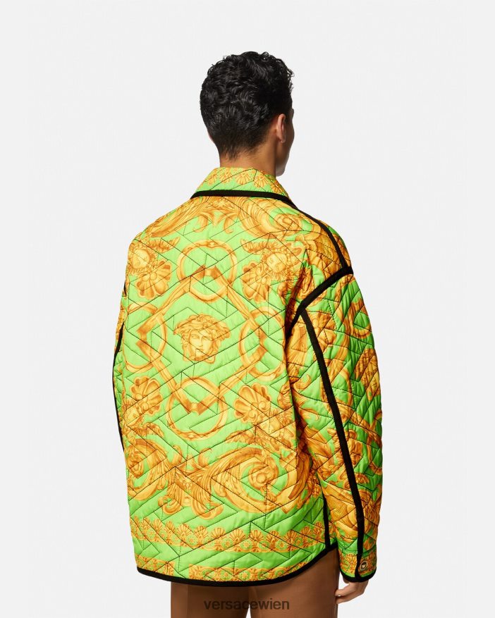 Gold  Grün Gesteppte Blousonjacke im Barocco 660-Stil Versace Männer Kleidung 8N4XJD1242