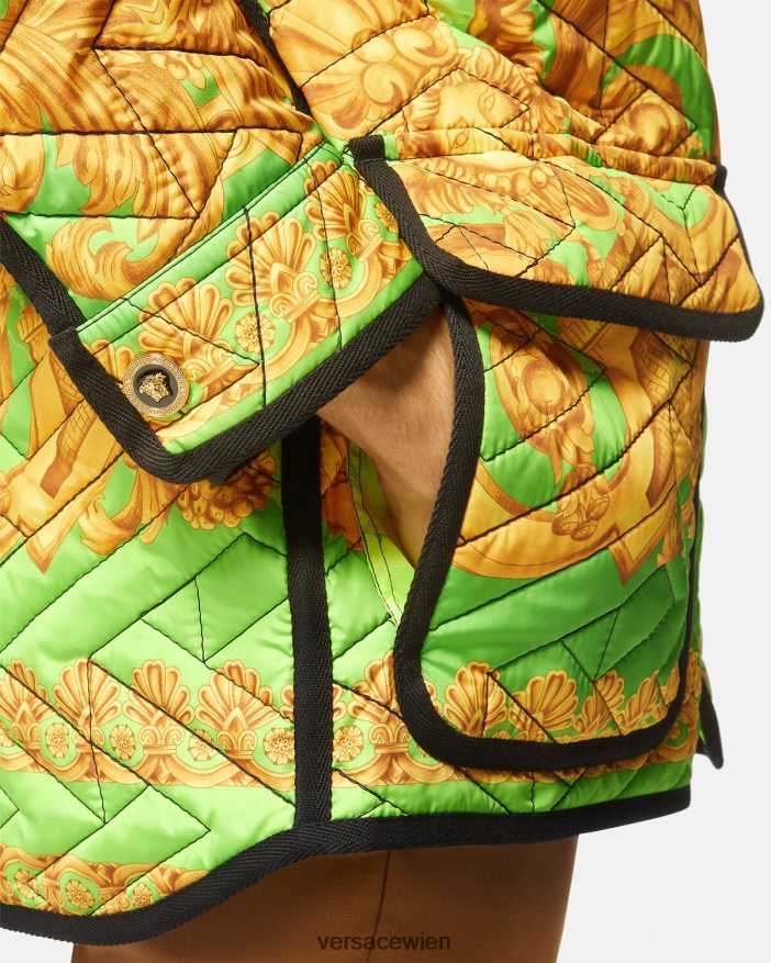 Gold  Grün Gesteppte Blousonjacke im Barocco 660-Stil Versace Männer Kleidung 8N4XJD1242