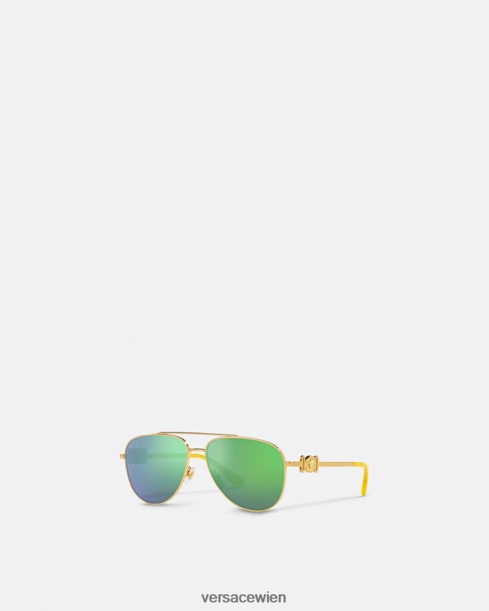 Gold  Grün Medusa-Pilotensonnenbrille Versace Kinder Zubehör 8N4XJD2059